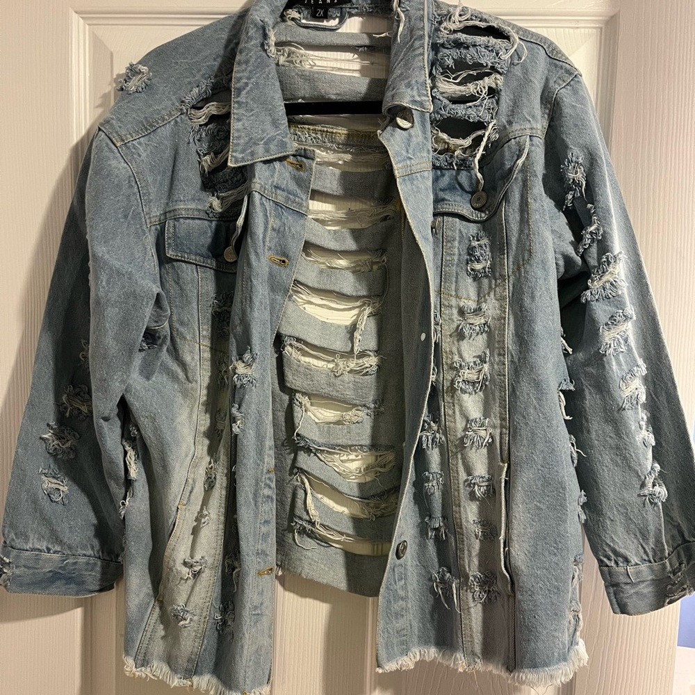 Woman plus jean jacket